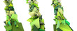 3d render growing shape in multiple shades of green