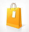 Shopping paper bag yellow empty, vector