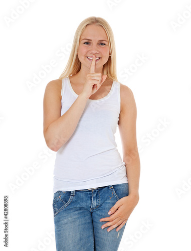 Foto: Attraktives Mädchen bittet um Ruhe Attraktives Mädchen bittet um Ruhe