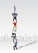 Business people carrying each other. Hierarchy tree.