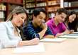 Students at the library