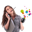 Photo: woman with coffe, phone and document woman with coffe, phone and document