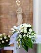 flowers on altar in church