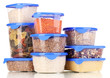 Filled plastic containers isolated on white