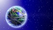 animated planet covered with roads,satellite,airplanes