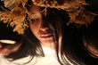 Foto: Reclining girl in straw hat. Reclining girl in straw hat.