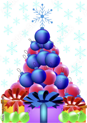 Vektor: Vector Christmas Tree from the beads and gifts Vector Christmas Tree from the beads and gifts