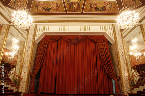 Photo: Old theater stage and red curtain Old theater stage and red curtain