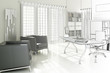 Ilustração: Contemporary designed office (drawing) Contemporary designed office (drawing)