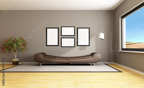 Illustration: brown modern livingroom brown modern livingroom