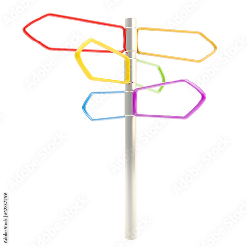 Illustration: Signpost copyspace with empty plates isolated Signpost copyspace with empty plates isolated