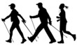 Vector: Woman and man are practicing Nordic walking. Jogging Woman and man are practicing Nordic walking. Jogging