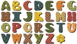 different texture scrapbook alphabet on white background