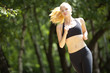 Running woman in park
