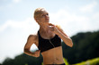 Running woman in park
