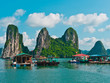 View of Floating Fishing Village in Halong Bay