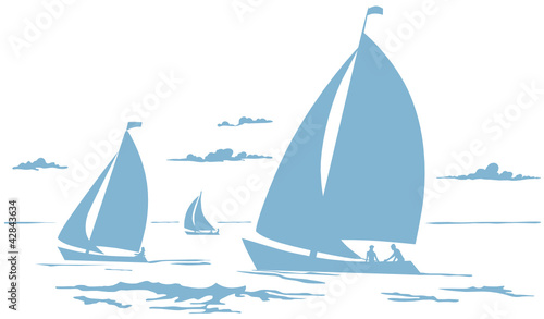 Vektor: Segelboote Zeichnung Segelboote Zeichnung