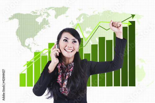 Photo: Successful businesswoman with business chart Successful businesswoman with business chart