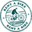 Stamp with bicycle and the words Rent a Bike inside
