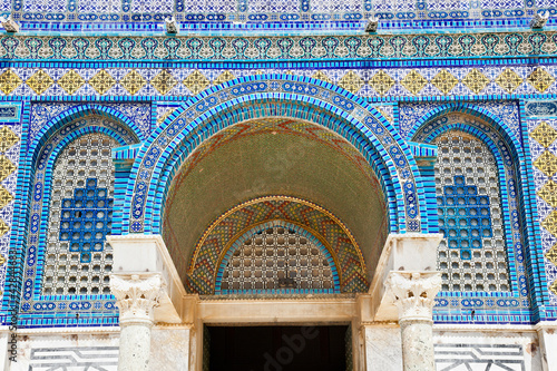 Photo: Mosaic on Golden Dome on the Rock Mosque in Jerusalem, Israel. Mosaic on Golden Dome on the Rock Mosque in Jerusalem, Israel.