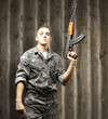 young soldier aiming
