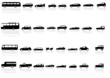 Vector set of silhouettes of cars with reflections