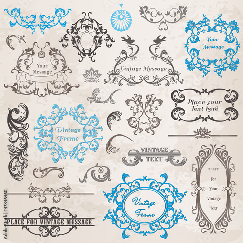 Vektor: Vector Set: Calligraphic Design Elements and Page Decoration Vector Set: Calligraphic Design Elements and Page Decoration