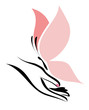 hand and butterfly vector symbol