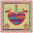 Vector: Knitted Heart . Vector illustration in folk style Knitted Heart . Vector illustration in folk style