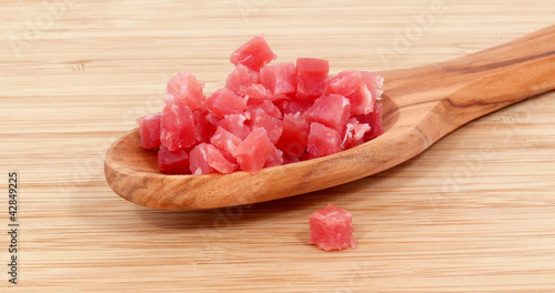 Foto: gewürfelter Schinken, diced ham gewürfelter Schinken, diced ham