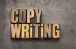 copywriting word in wood type