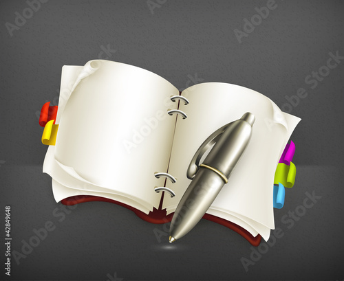 Vector: Notebook with pen, 10eps Notebook with pen, 10eps