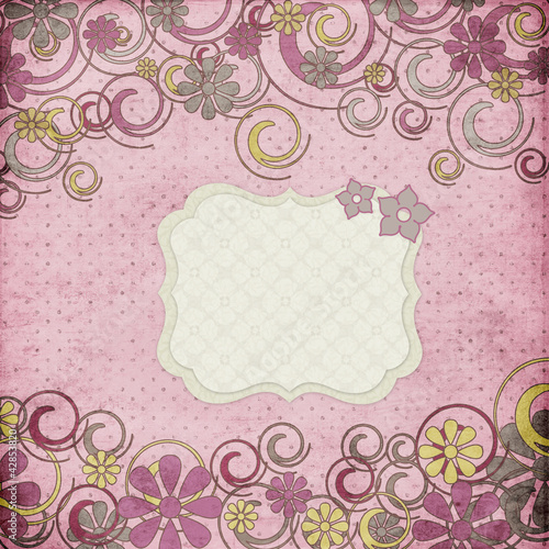 Illustration: Vintage flower template, floral background Vintage flower template, floral background