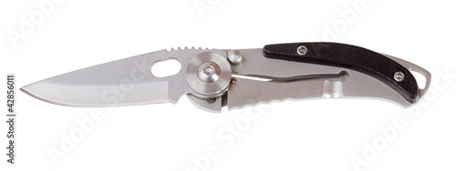 Photo: Steel penknife. Isolated on a white background Steel penknife. Isolated on a white background