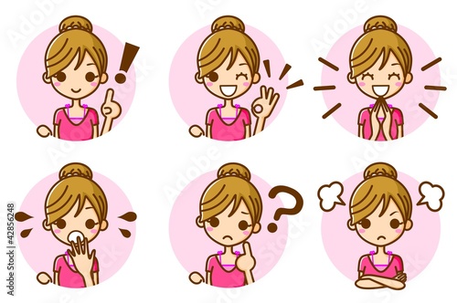 Illustration: 女性 表情 アイコン 女性 表情 アイコン
