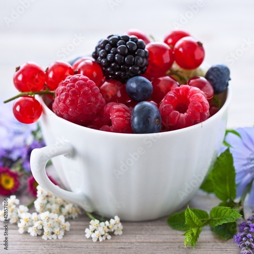 Photo: Cup with summer berries Cup with summer berries