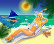 Vettoriale: Girl on the tropical beach Girl on the tropical beach
