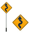 Curve way traffic sign