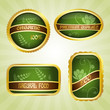 Vector: Green badges with ribbon. Eco Green badges with ribbon. Eco