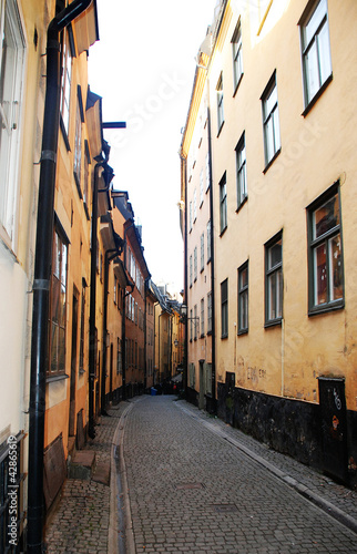 Photo: A beautiful old street view in Stockholm, Sweden A beautiful old street view in Stockholm, Sweden