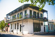 wrought iron balconies on building in New Orleans French Quarter