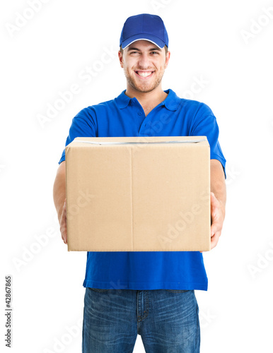Photo: Friendly postman having a packet for you Friendly postman having a packet for you