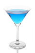 Blue cocktail in martini glass isolated on white