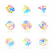 Vector network cube icons set