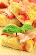 Focaccia with ham and tomatoes