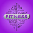 nuage de mots fitness fond violet