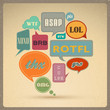 Vector: Most common used acronyms on retro style speech bubbles. Most common used acronyms on retro style speech bubbles.