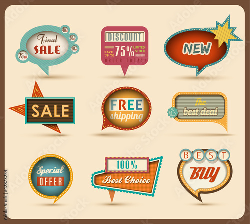 Vektor: The new retro speech bubbles/signs collection. The new retro speech bubbles/signs collection.
