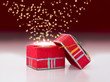 Photo: Red gift box with fairy dust Red gift box with fairy dust
