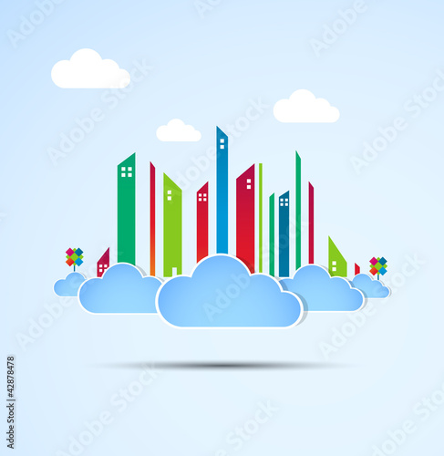 Vector: Sky-scraper. City theme background.Good weather Sky-scraper. City theme background.Good weather